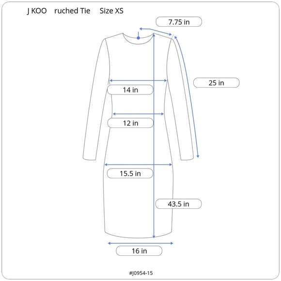 J KOO front and sides ruched Tie Long sleeve dress Size XS - Picture 12 of 12